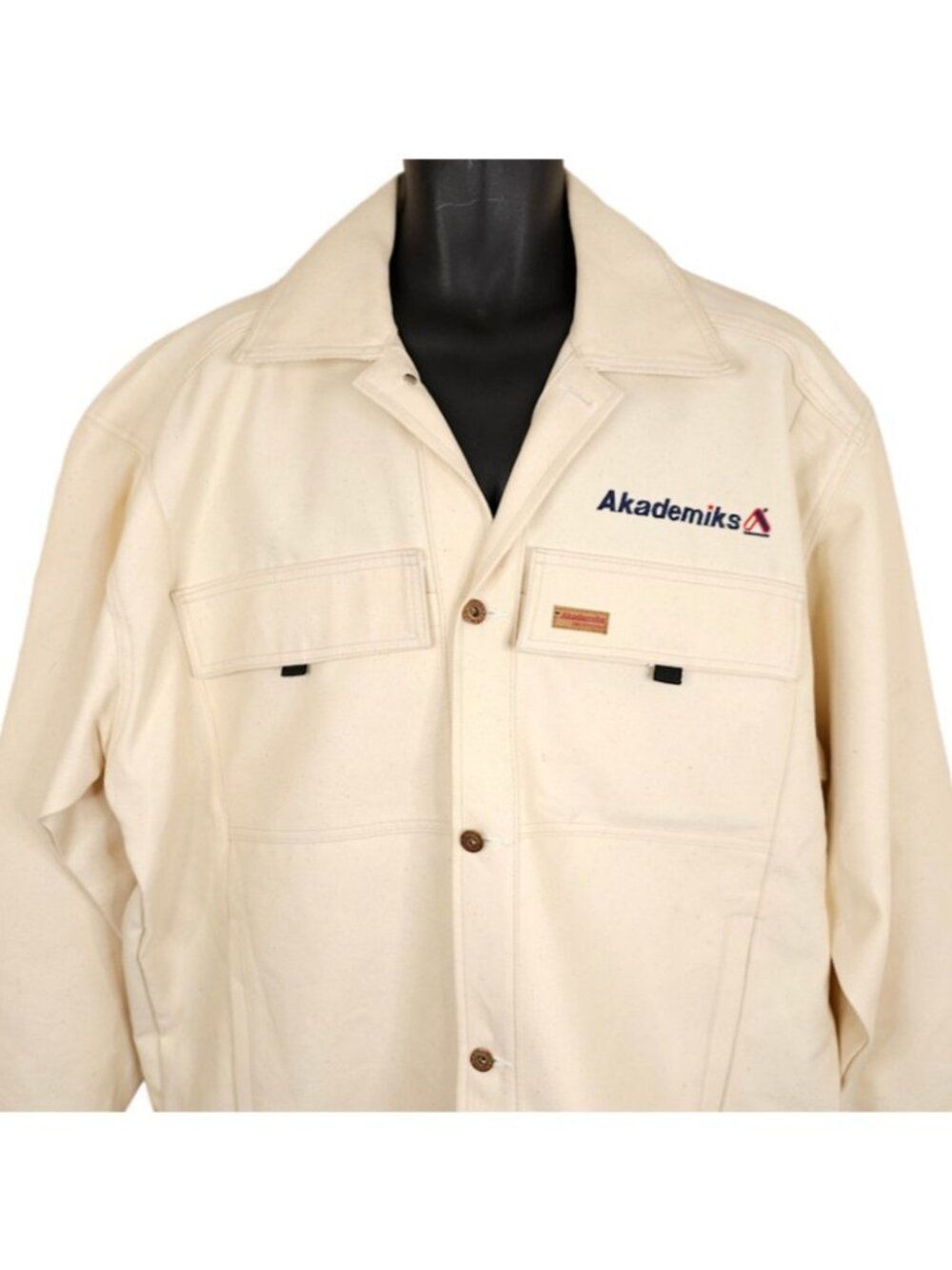 Vintage Akademiks Denim Jacket Mens Size XL Cream Y2K Oversized Streetwear